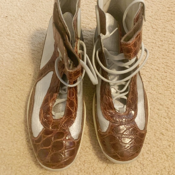 Prada Sport Brown Crocodile Skin/Silver Nylon Mesh - Picture 4 of 6